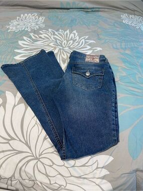 True Religion Women's Blue Flare Leg Jeans - Classic Indigo